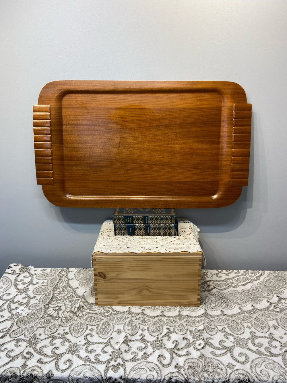 Vintage Large Haskelite MCM Wood Serving Tray Rectangular
